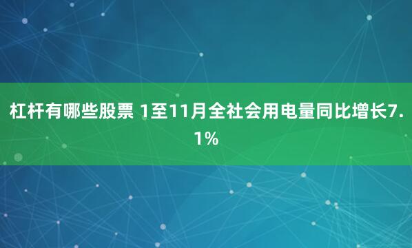 杠杆有哪些股票 1至11月全社会用电量同比增长7.1%