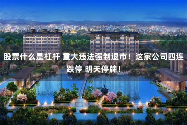 股票什么是杠杆 重大违法强制退市！这家公司四连跌停 明天停牌！