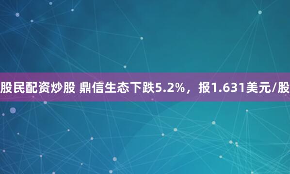 股民配资炒股 鼎信生态下跌5.2%，报1.631美元/股