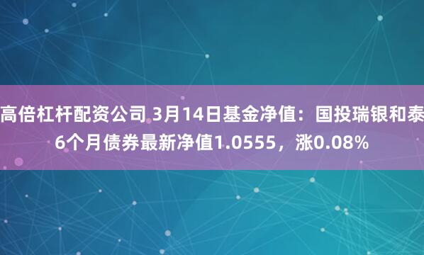 高倍杠杆配资公司 3月14日基金净值：国投瑞银和泰6个月债券最新净值1.0555，涨0.08%